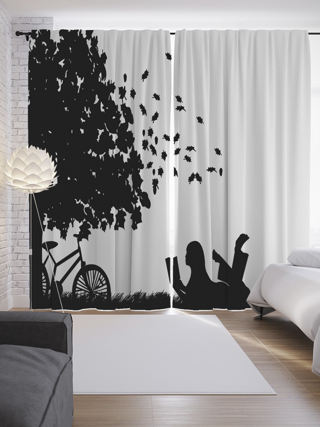 

Шторы JoyArty с фотопечатью "С книгой на природе" из сатена, 290х265 см, С книгой на природе