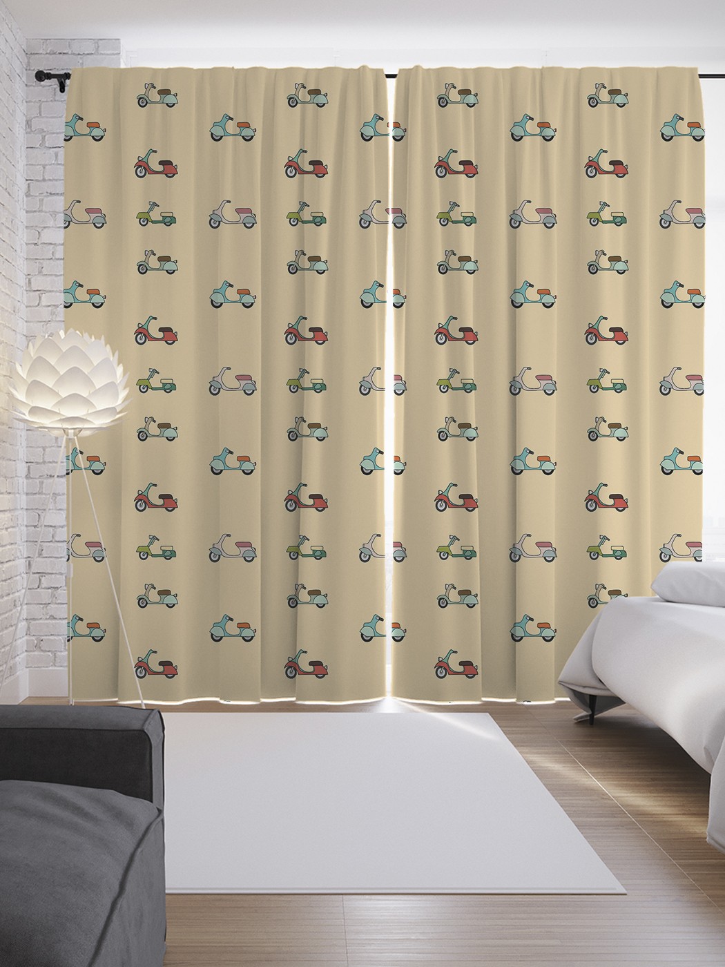 

Шторы JoyArty с фотопечатью "Разные мопеды" из сатена, 290х265 см, Разные мопеды