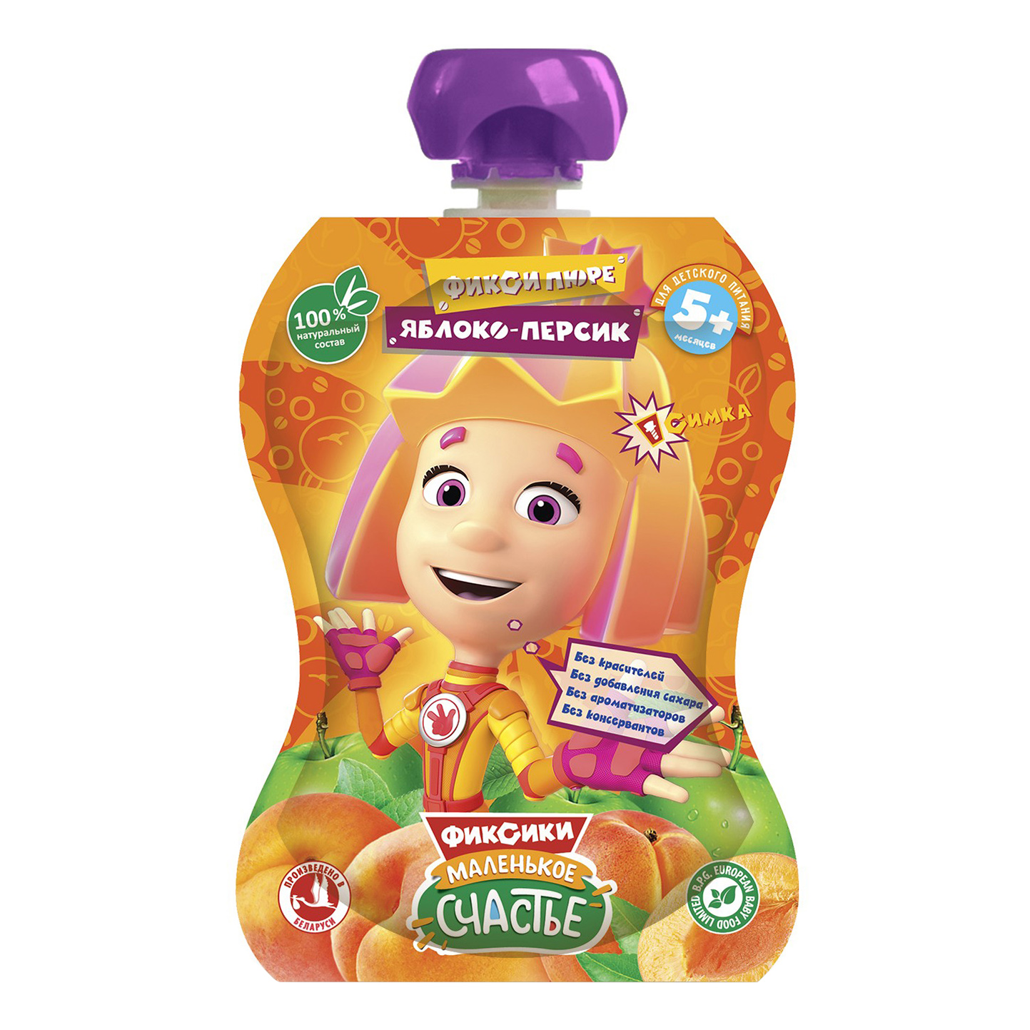 

Пюре Фиксики Яблоко-персик с 5 месяцев 90 г