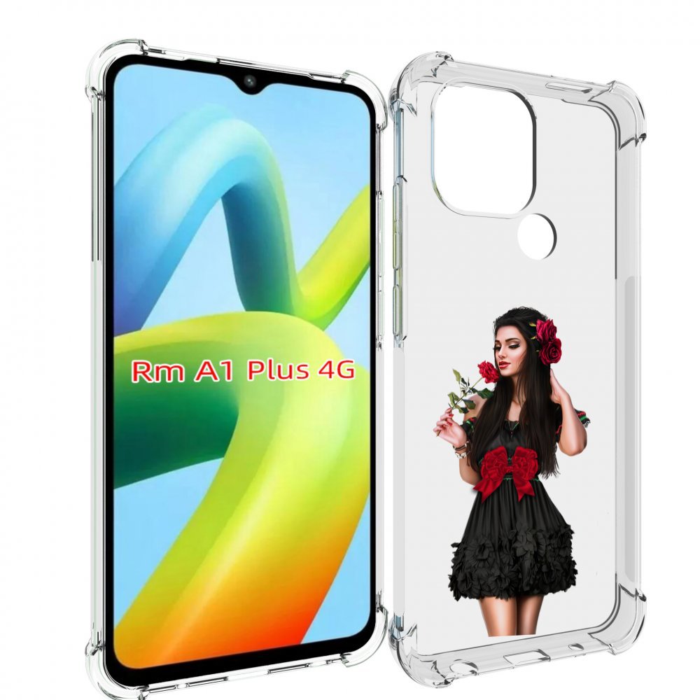 Чехол MyPads девушка-в-черном-платье-с-розой женский для Xiaomi Redmi A1 Plus +