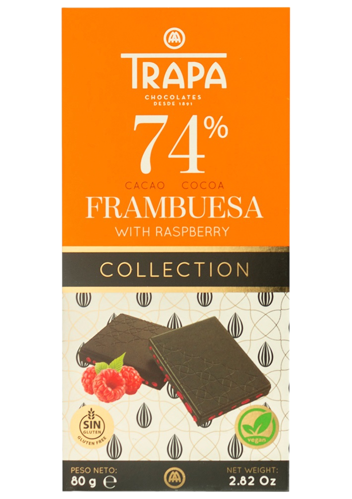 Шоколад Trapa Collection горький с малиной 80 г