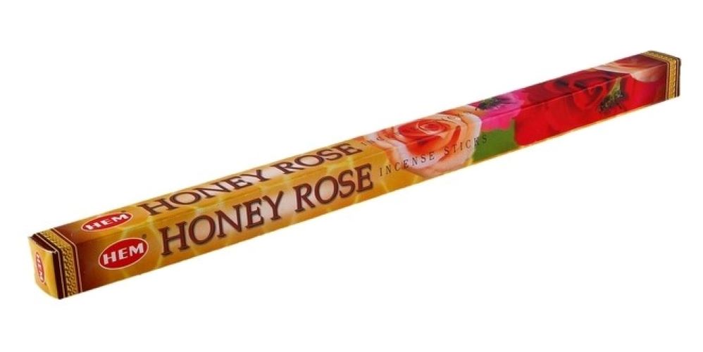 

Благовония HEM Мед Роза (Honey Rose) аромапалочки, упаковка четырехгранник, 78843-12