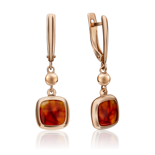 

Серьги подвески из красного золота PLATINA jewelry 02-4337-00, янтарь, 02-4337-00