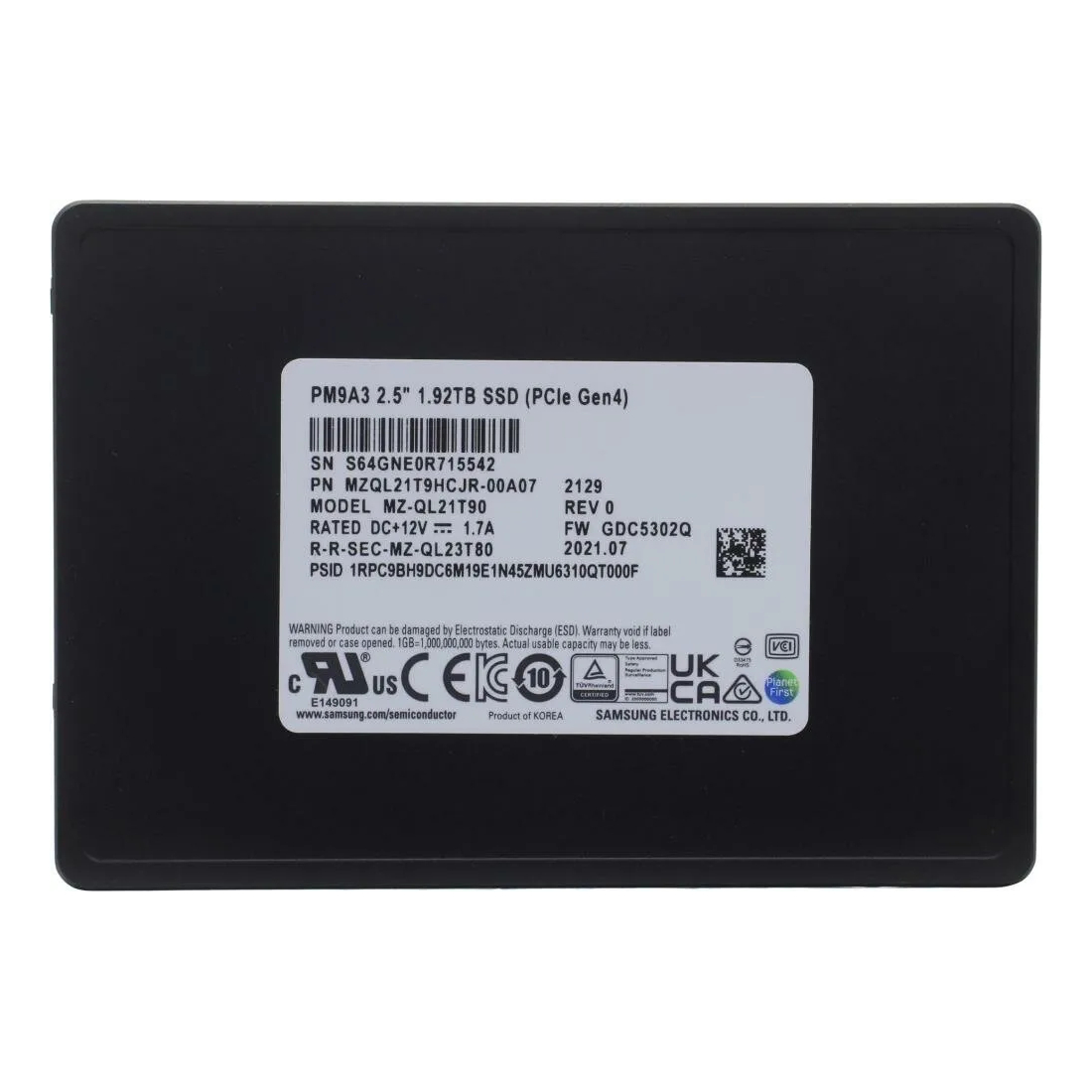 

Накопитель SSD Samsung MZQL21T9HCJR-00A07 1,92 ТБ, внутренний, MZQL21T9HCJR-00A07