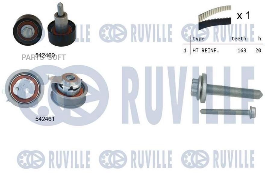 

Комплект Грм Audi/Vw 1.0-1.6Tsi 2012 = (Ролик 2Шт+Ремень 163X20) Ruville 550384