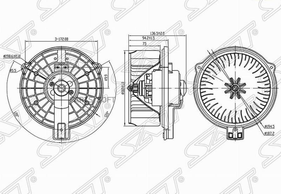 

SAT ST-87103-30390 Мотор отопителя салона LEXUS GS300/400/430 97-05/RX300 97-03/SC430 01-1