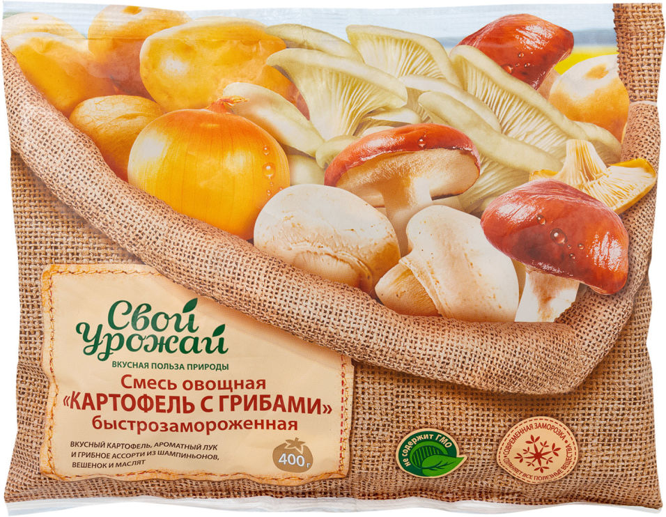 

Смесь овощная Свой Урожай Картофель с грибами быстрозамороженная 400г