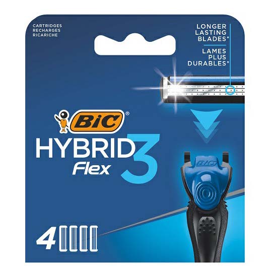 фото Кассета для бритвенного станка bic flex 3 hybrid 3 лезвия 4 шт