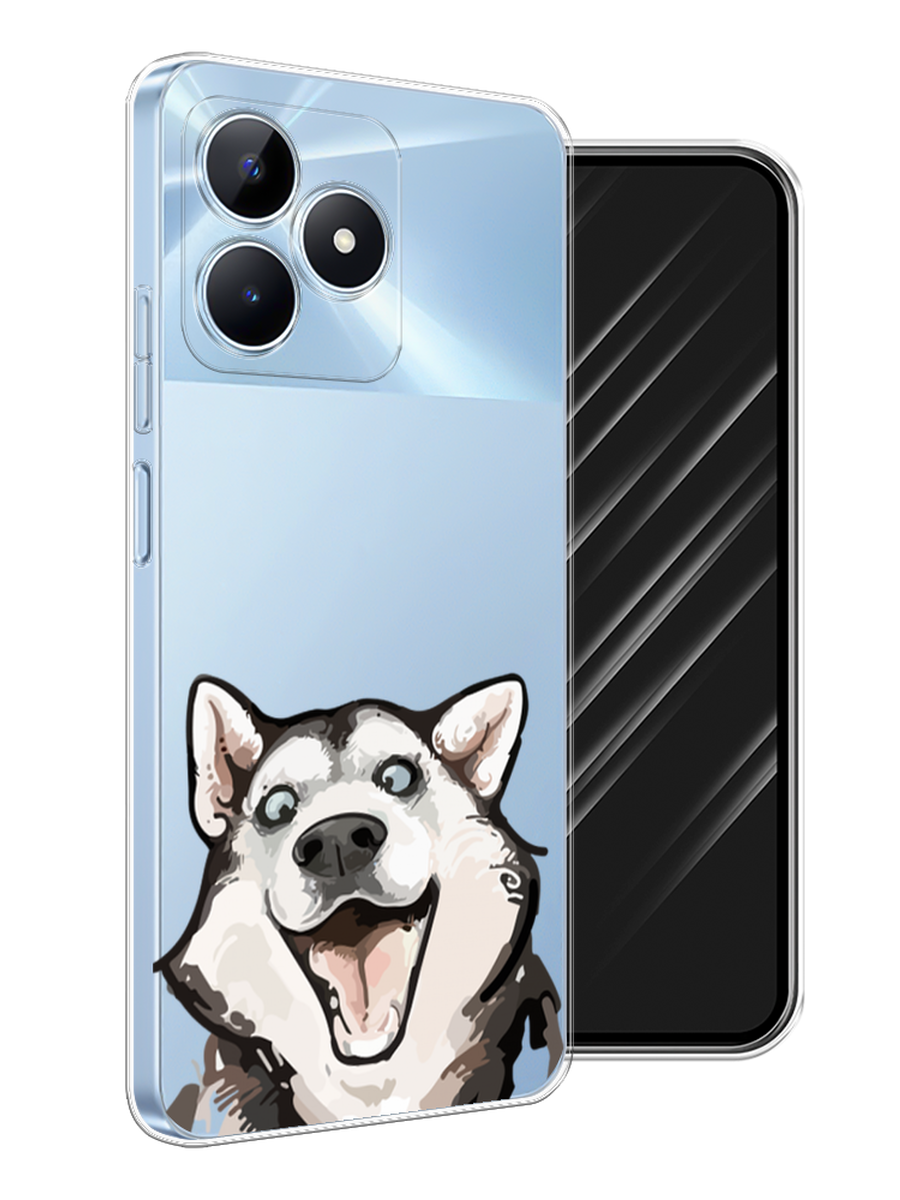 

Чехол Awog на Realme C60 "Радостный хаски", Белый;голубой;черный, 2516550-1