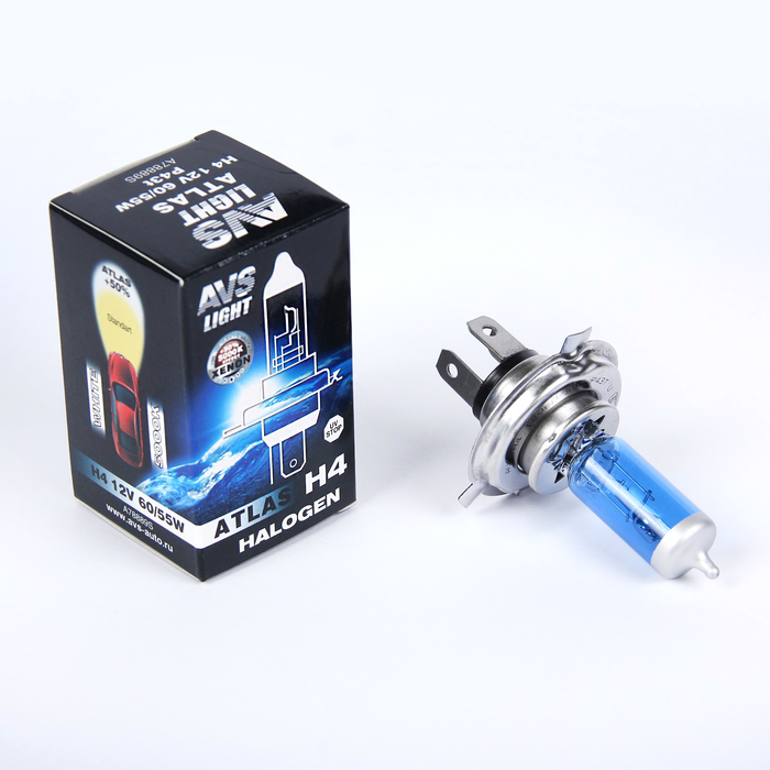 

Галогенная лампа AVS ATLAS BOX, H4, 12 В, 60/55 Вт, 5000К, 1 шт