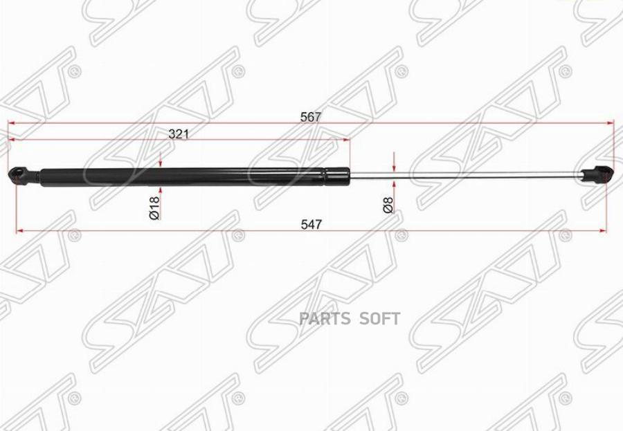SAT ST-8731S8 Амортизатор крышки багажника CITROEN C3 Picasso 09- 1шт