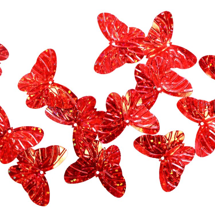 Блестки;Бабочка; (уп.50гр) арт.3013 30х23 мм голограф. красный (В9)