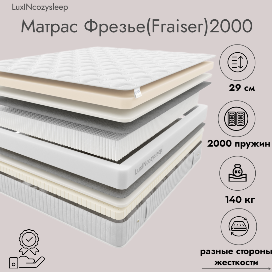 

Матрас LuxINcozysleep Фрезье 2000 120х200, Белый, Фрезье 2000