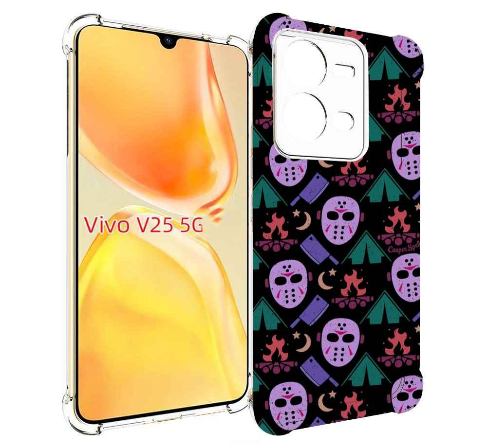 

Чехол MyPads фиолетовые маски для Vivo V25 5G / V25e, Прозрачный, Tocco