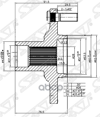 

Ступица Перед Toyota Camry Gracia/Harrier Sat St-43502-32070