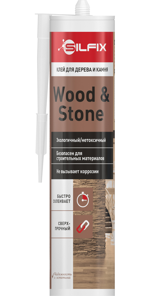 фото Клей silfix wood&stone для дерева и камня, белый, 290 мл