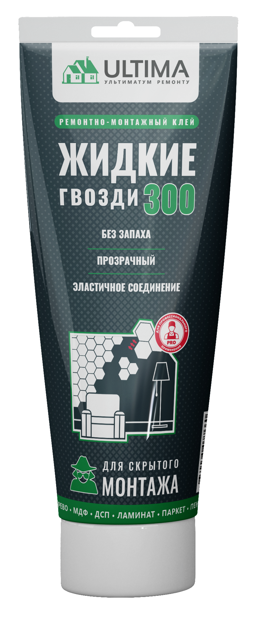 Клей Ultima 300 для скрытого монтажа, акрил, прозрачный, 250 г