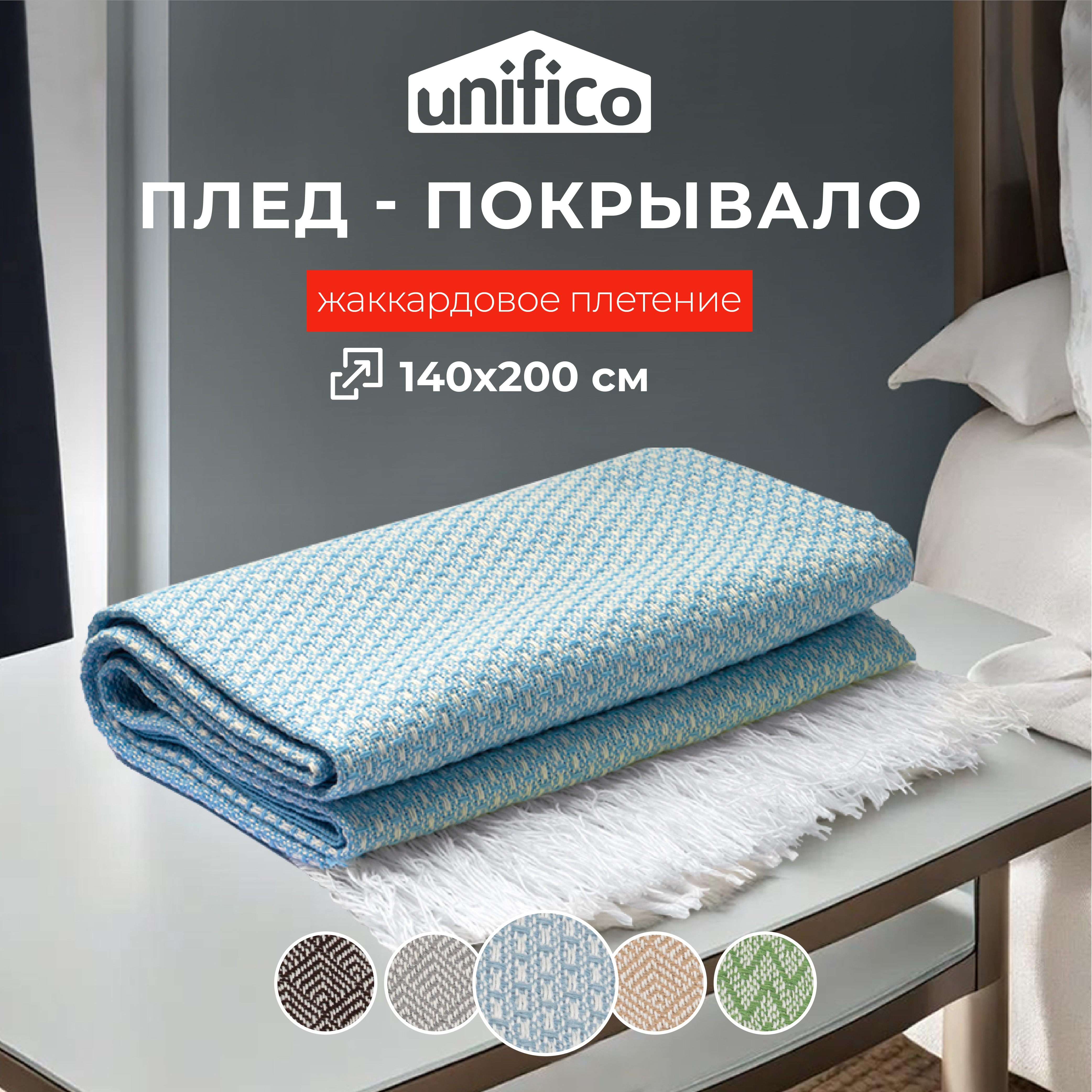 Плед Unifico Rio Grande touch light blue 140х200