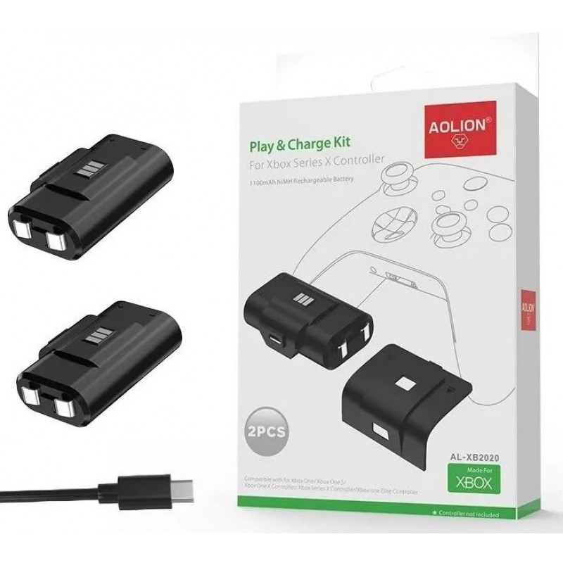 фото Комплект 2 аккумулятора + кабель micro-usb (al-xb2020) (xbox one/series) aolion