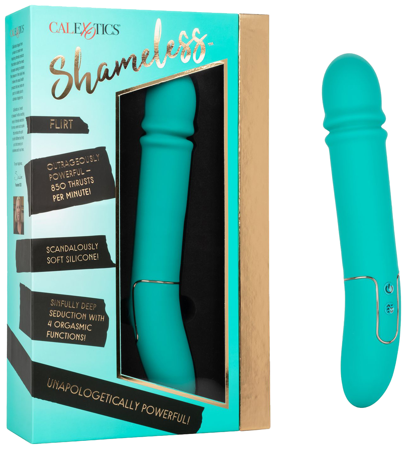 фото Бирюзовый гладкий вибратор shameless flirt 25,5 см california exotic novelties