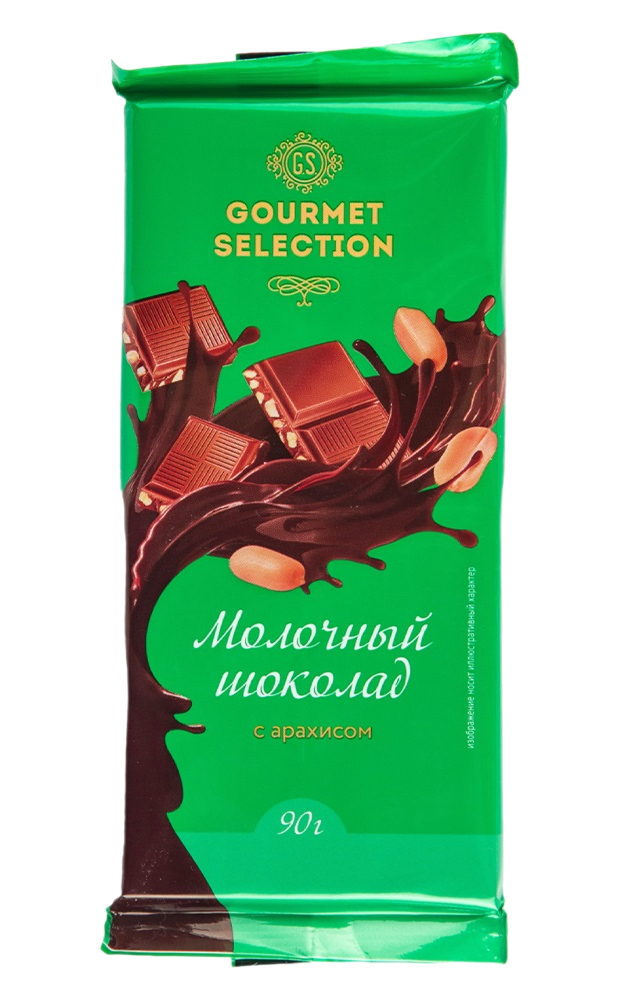 Шоколад О'кей Gourmet Selection молочный с арахисом 90 г