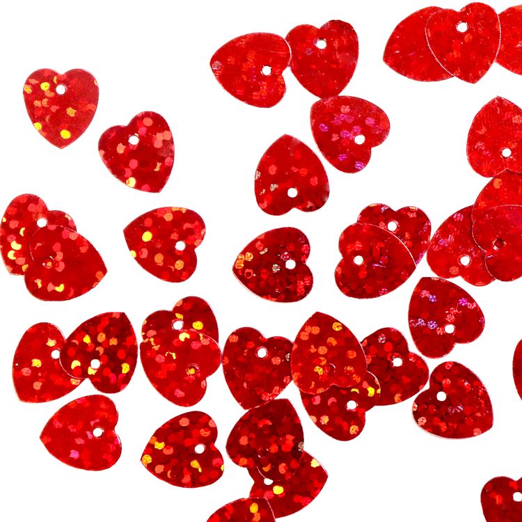 Блестки;Сердечки; (уп.25 гр) арт.1076 10х10 мм (В9) голограф. красный