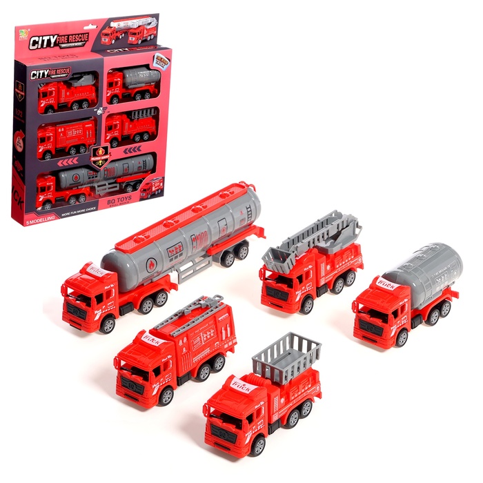 Игровой набор Пожарная служба 9949705, 5 грузовиков в комплекте, инерция набор грузовиков автоград dino 9682235 3 шт
