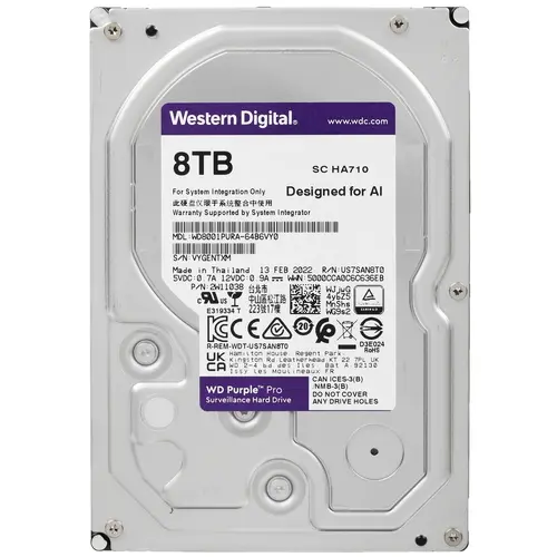 Жесткий диск WD Purple PRO Serial ATA III 8TB 256Mb 5640- rpm WD8001PURA