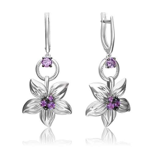 

Серьги подвески из серебра PLATINA jewelry 02-4799-00, аметист, 02-4799-00
