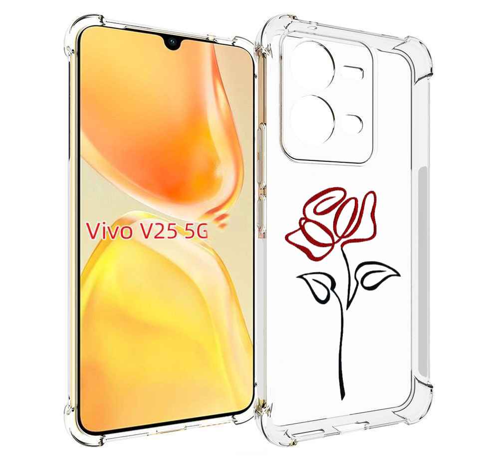 

Чехол MyPads цветок в одну линию для Vivo V25 5G / V25e, Прозрачный, Tocco
