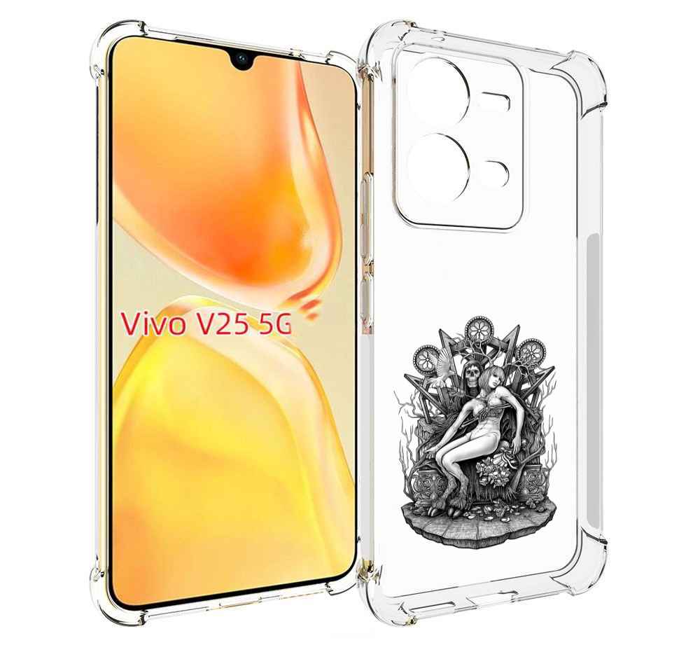 

Чехол MyPads девушка на троне для Vivo V25 5G / V25e, Прозрачный, Tocco