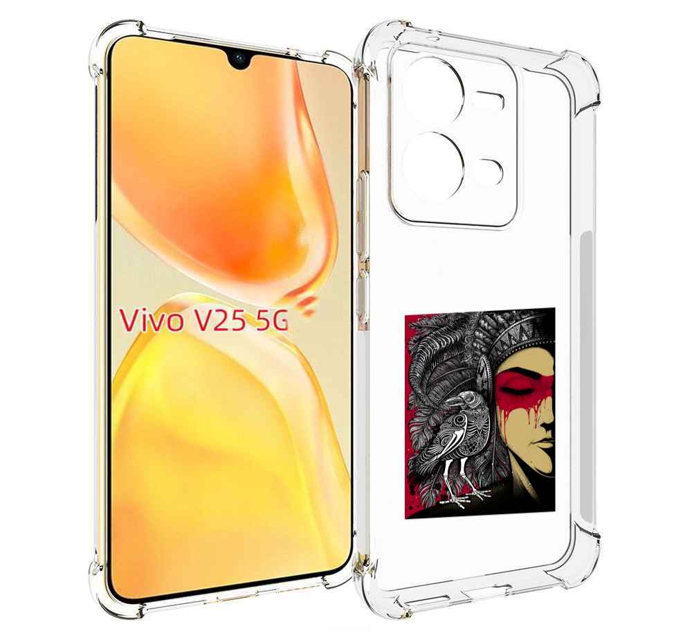 

Чехол MyPads девушка с вороном в абстракции для Vivo V25 5G / V25e, Прозрачный, Tocco