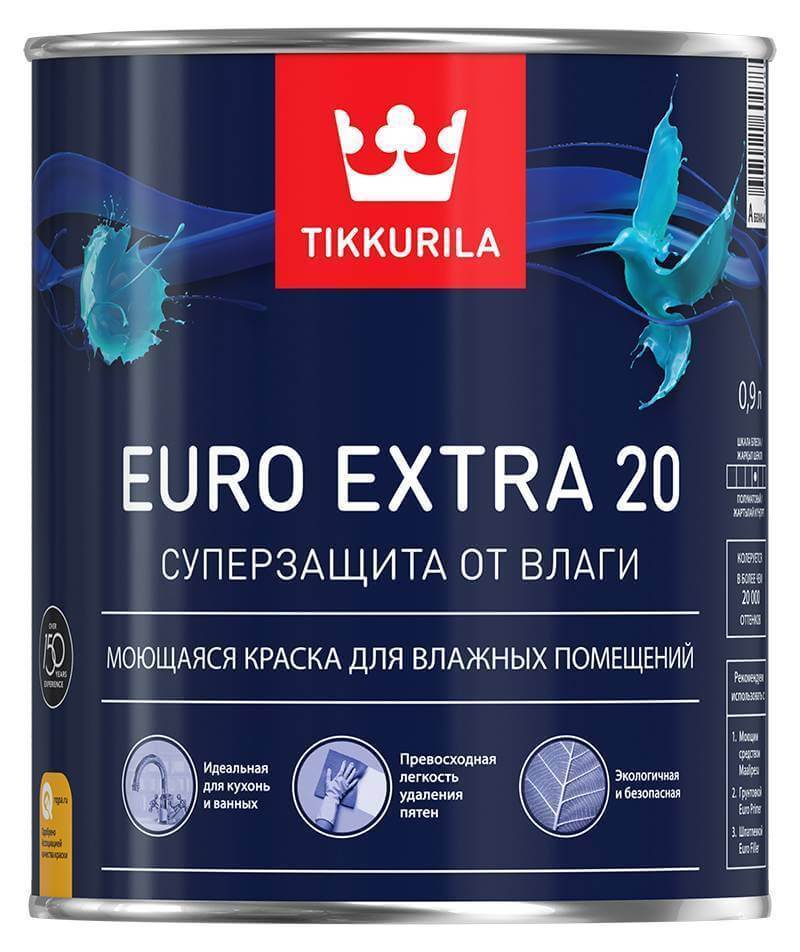 Краска водная tikkurila евро 20 а 09л 2789₽