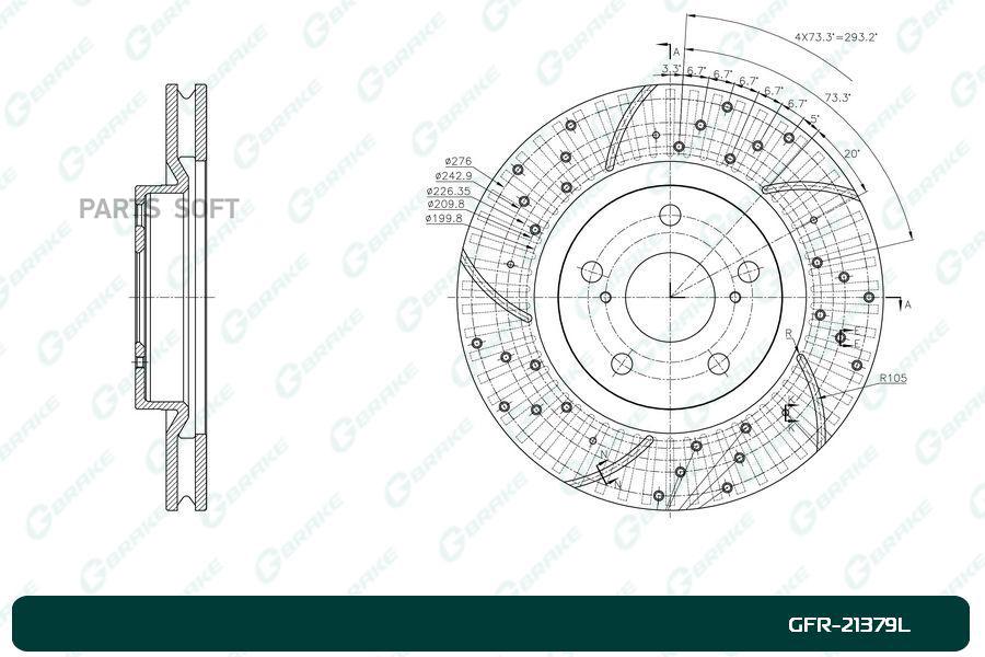 

Диск тормозной перфорированный вентилируемый G-brake GFR-21379L левый
