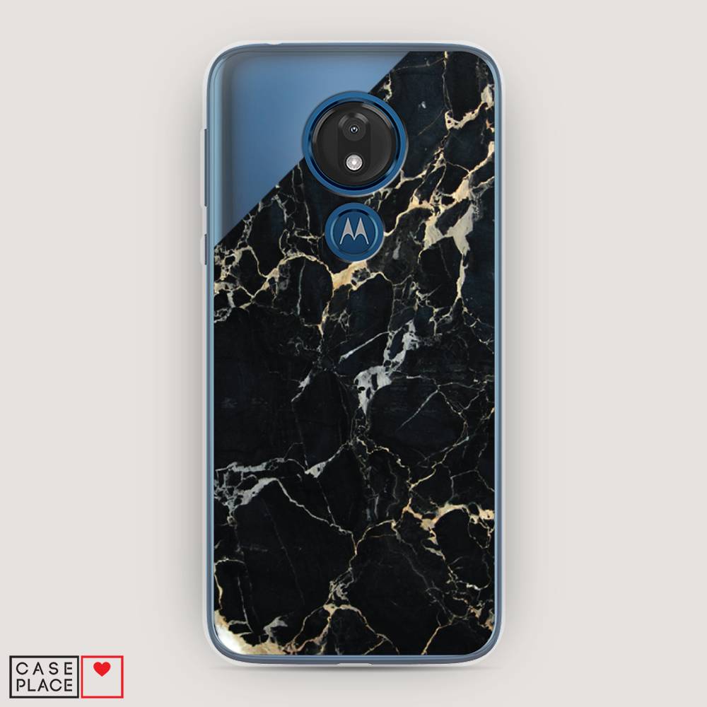 фото Чехол awog "черный мрамор уголок" для motorola moto g7