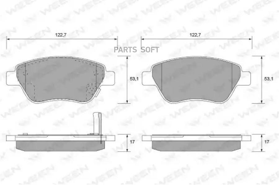 

Тормозные колодки дисковые передние OPEL Corsa D, Adam, FIAT Doblo, Panda WEEN 151-1156