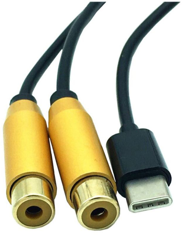 фото Кабель gsmin usb type-c-2xrca, m-f 0,8м black (bt893874)