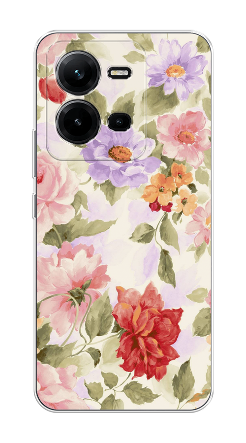 

Чехол на Vivo V25/V25e "Акварельные пионы", Розовый;бежевый, 267650-1