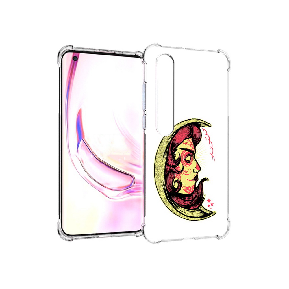 

Чехол MyPads Tocco для Xiaomi Mi 10 Pro желтый полумесяц с лицом девушки, Прозрачный, Tocco