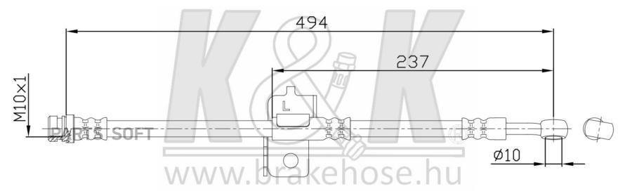 K&K Шланг тормозной KиK FT0557 KIA RIO, HYUNDAI ACCENT 05- Задн. Лев. Диск. Тормоза 1шт