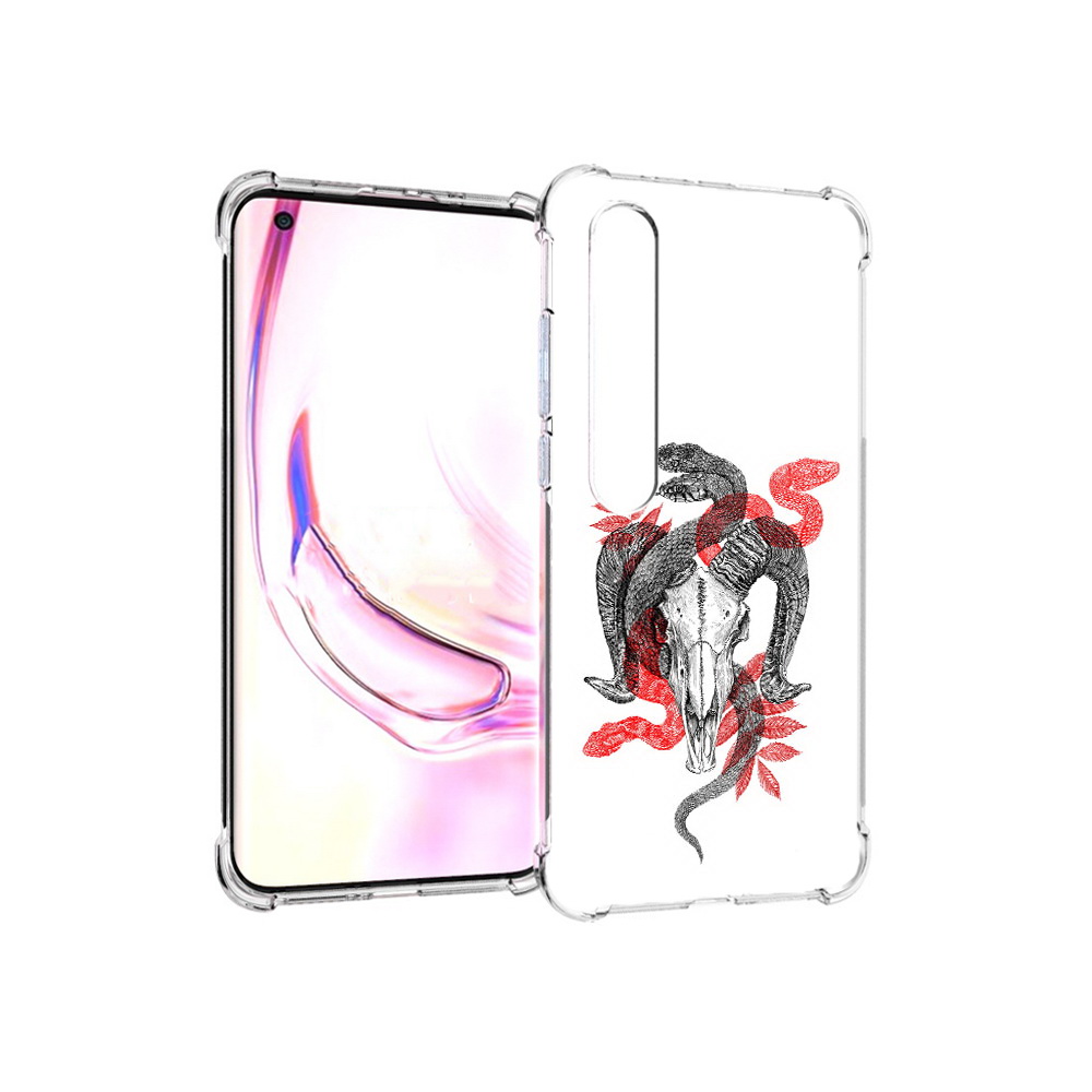

Чехол MyPads Tocco для Xiaomi Mi 10 Pro змея в черепе рисунок (PT144585.295.365), Прозрачный, Tocco