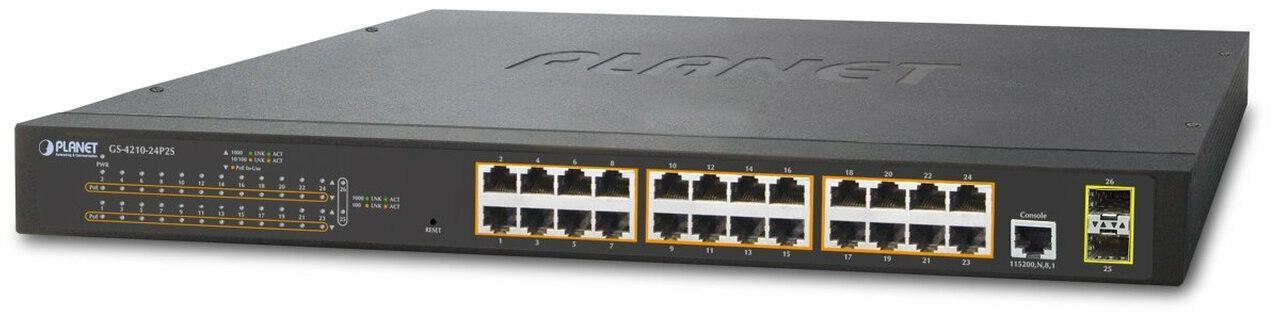 

Коммутатор Planet GS-4210-24P2S GS-4210-24P2S черный, GS-4210-24P2S
