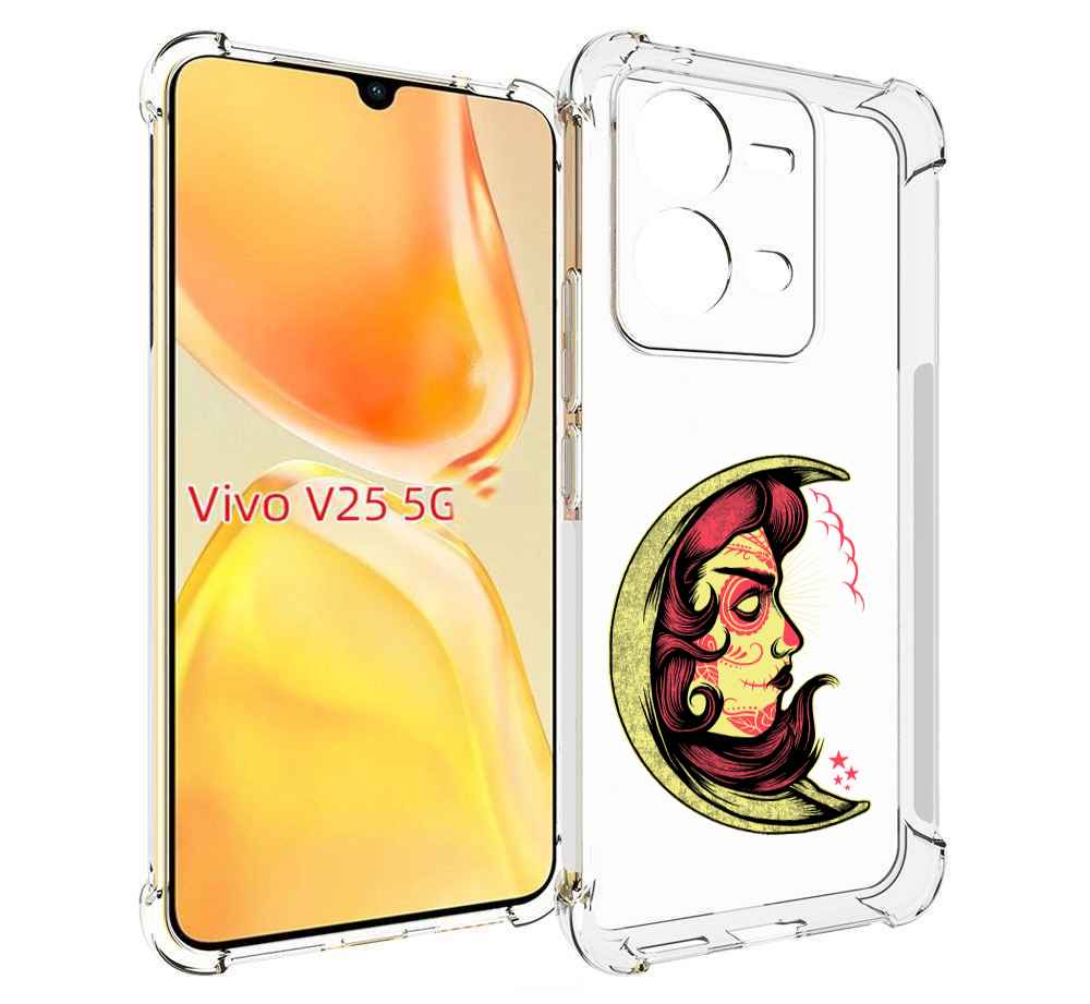 

Чехол MyPads желтый полумесяц с лицом девушки для Vivo V25 5G / V25e, Прозрачный, Tocco