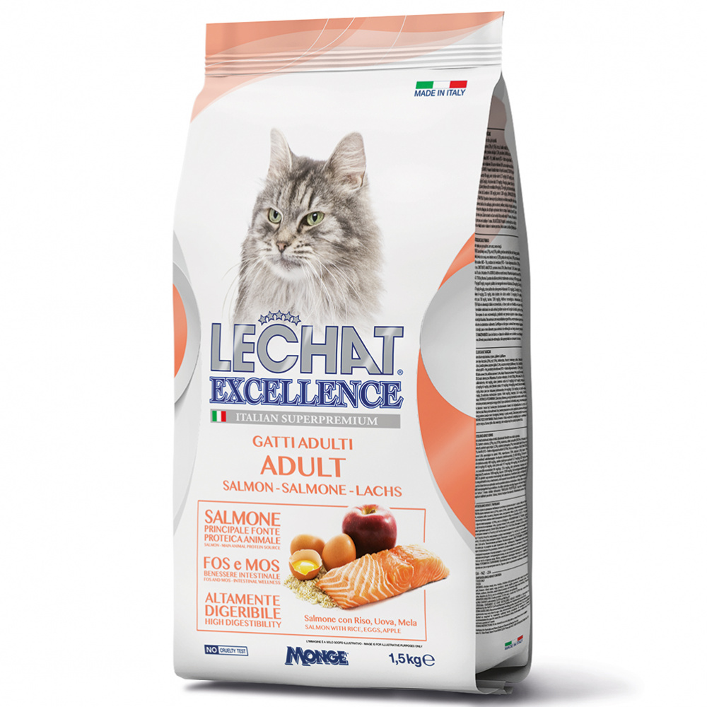 фото Сухой корм для кошек lechat excellence adult, лосось, 1.5кг