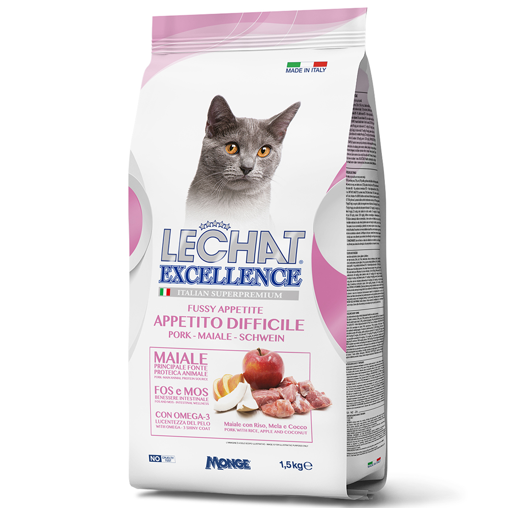 Сухой корм для кошек LECHAT EXCELLENCE Fussy Cats, свинина, 1.5кг