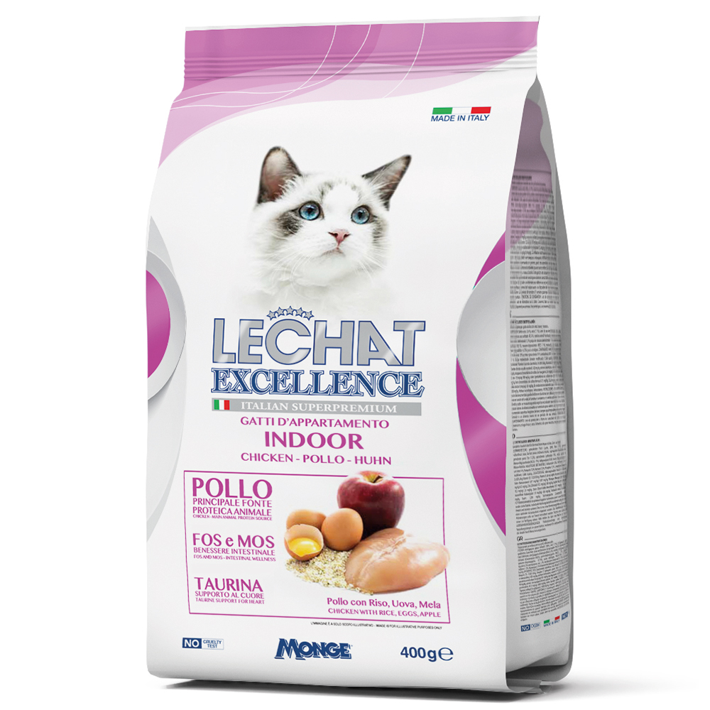 Сухой корм для кошек LECHAT EXCELLENCE Indoor, курица, 0.4кг
