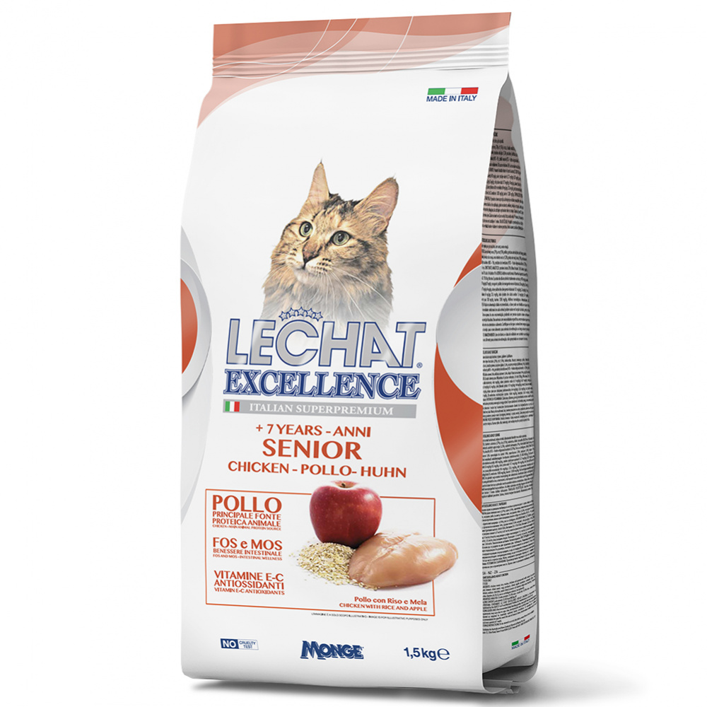 фото Сухой корм для кошек lechat excellence senior, курица, 1.5кг