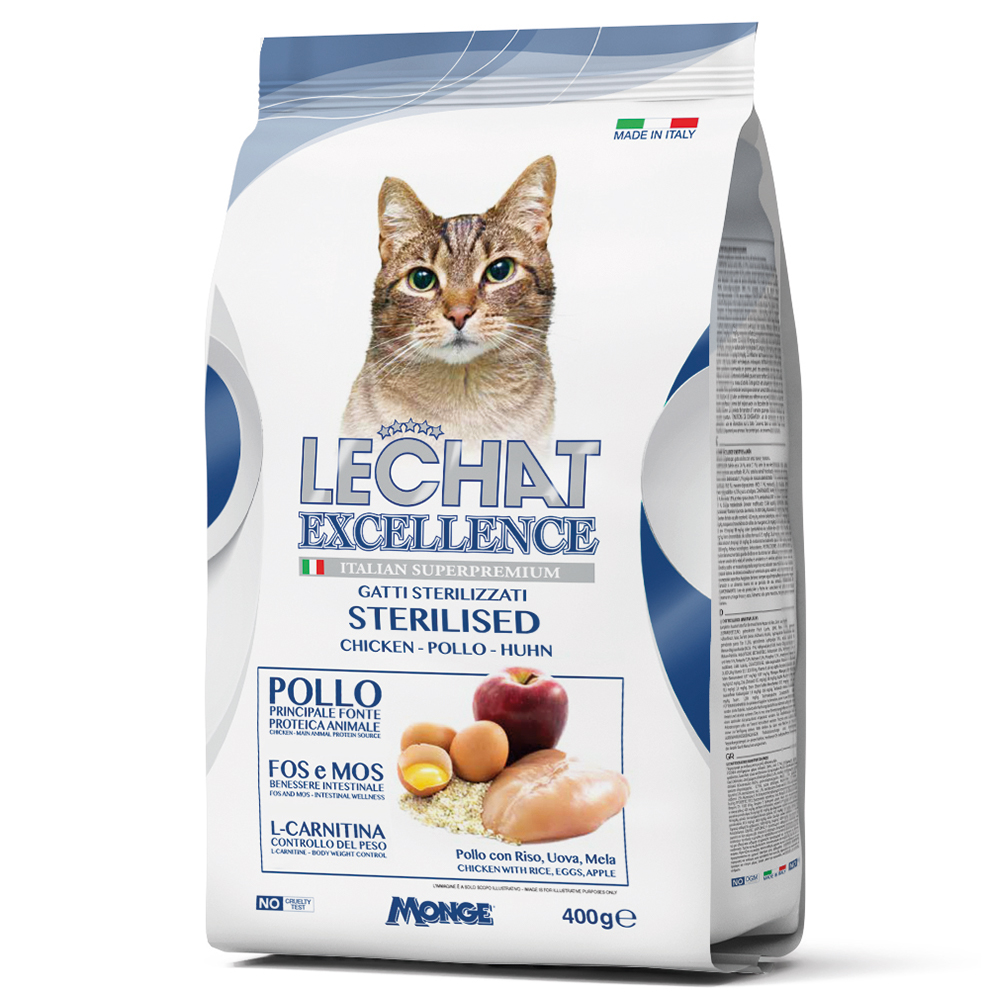 фото Сухой корм для кошек lechat excellence sterilised, курица, 0.4кг