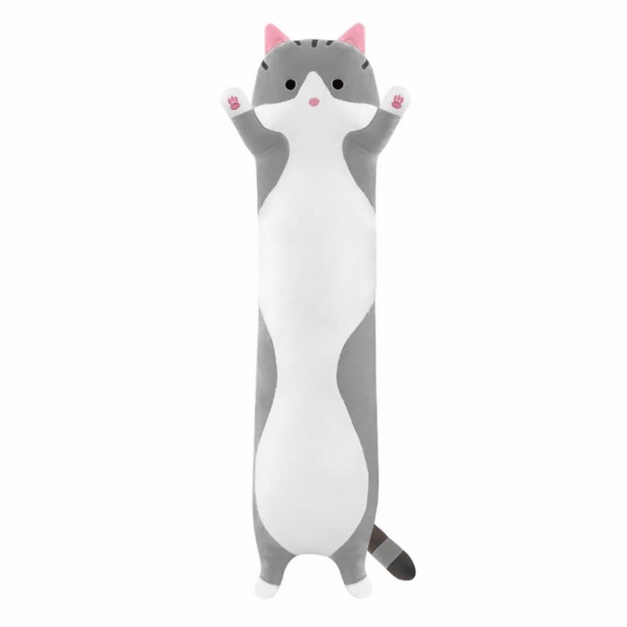 фото Мягкая игрушка кот батон, цвет серый, 110 см maxitoys