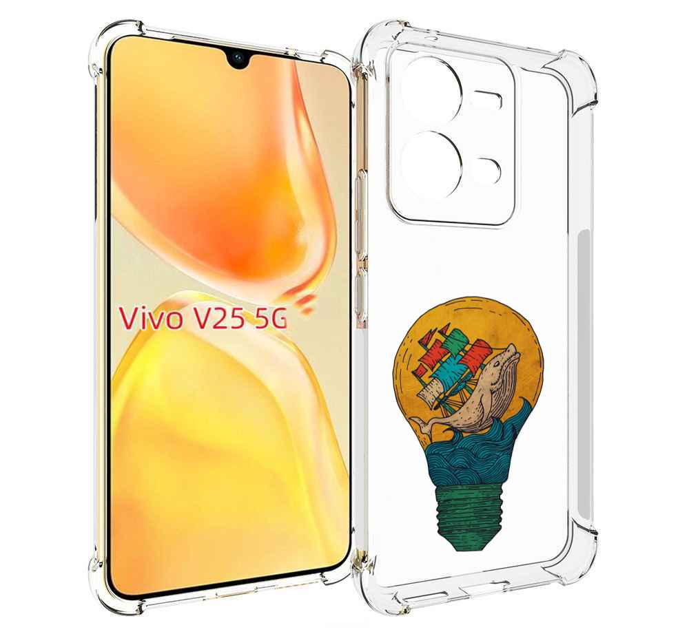 

Чехол MyPads кит в лампочке с парусами для Vivo V25 5G / V25e, Прозрачный, Tocco